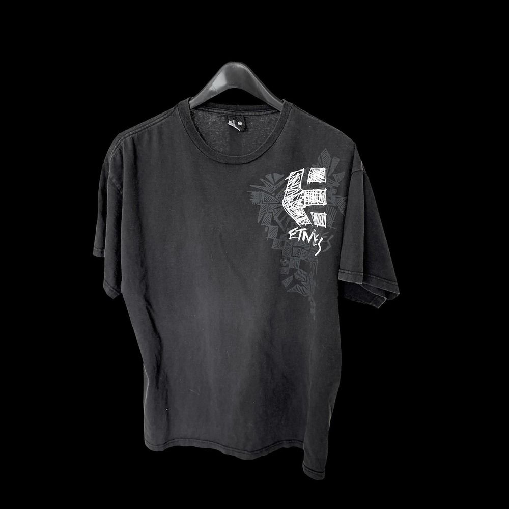 Y2K Etnies XL‎ Skate T-Shirt Black Scribble Logo Short Sleeve Crewneck
